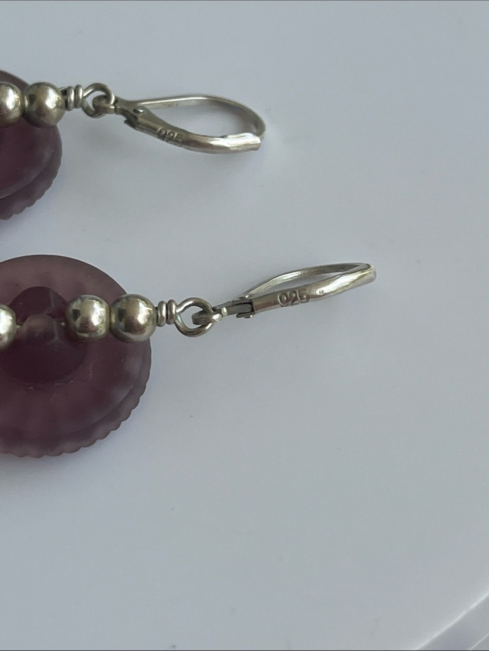 Pink Iridescent Floral Carved Buttons Earrings 18mm - Picture 9 of 12